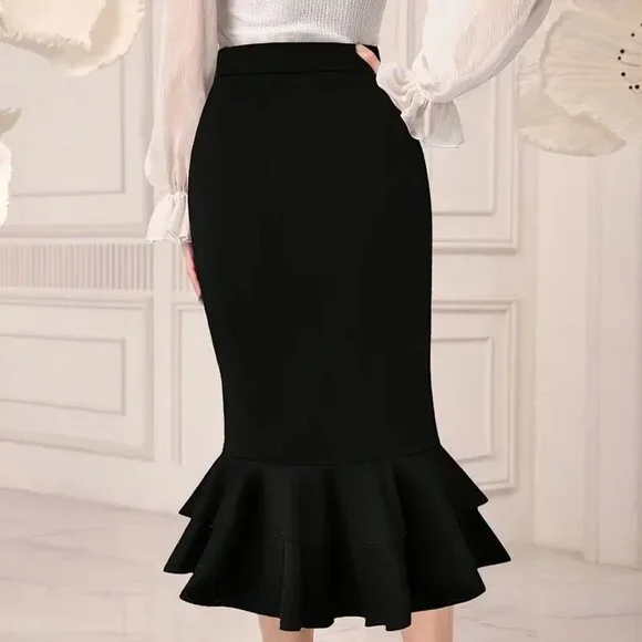 Elegant Mermaid Tail Midi Skirt - Picture 2 of 4